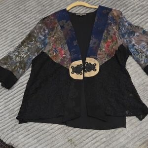 Violet Kay Black and Blue Floral Cardigan